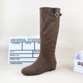 撤柜单里内增高圆头皮带扣显瘦时尚 12秋冬季 新款 复古女高筒骑士靴