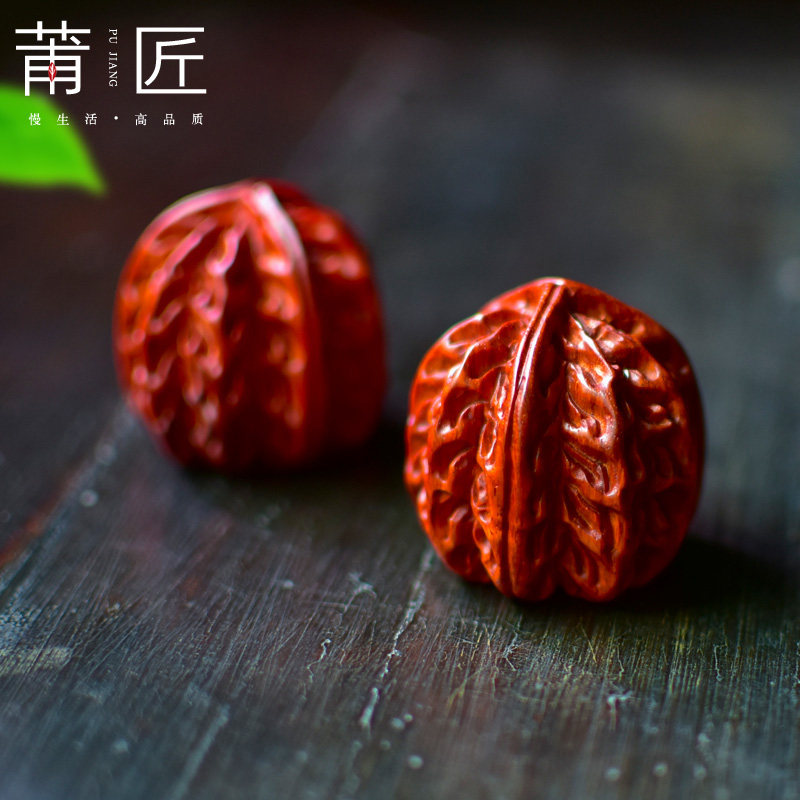 莆匠 小叶紫檀雕刻核桃保健球手球健身球 送中老年人过寿生日礼物