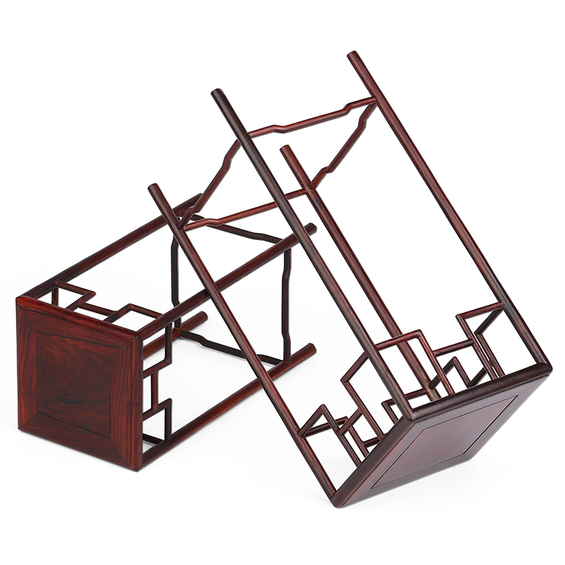 中式实木花架盆景花盆托架 轻奢摆件桌面小花架置物架子 红木底座