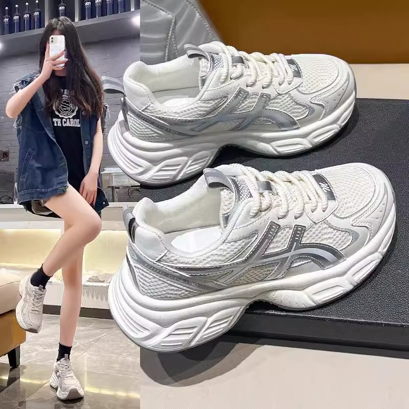 2025新款厚底老爹鞋女鞋子爆款春秋季百搭小白鞋女增高休闲运动鞋