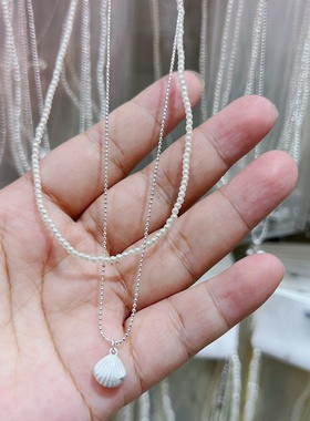 新款气质时尚简约素款项链精致高级感扇贝锁骨链2025年新款双层