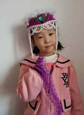 可爱儿童女头饰 幼儿园舞蹈表演帽子女 古代公主帽香妃帽格格帽女