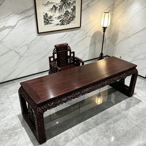 非洲黑檀木马蹄画案红木家具书桌书房家具全实木画案桌子干泡台