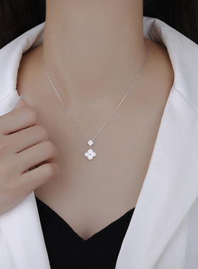 s999纯银四叶草项链女ins时尚