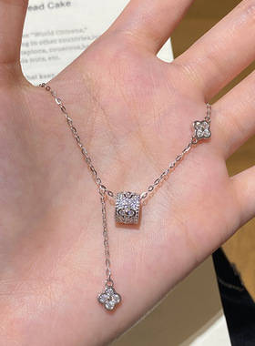 s925纯银四叶草小蛮腰项链