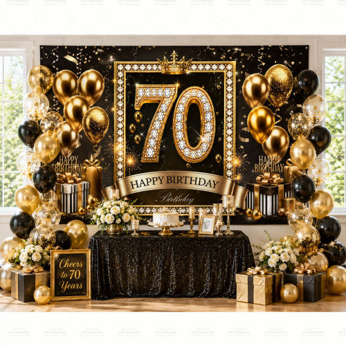 黑金系成熟稳重高级感生日背景布男士生日氛围感布置背景布