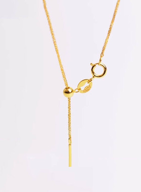 18K金项链素链金链子女细不掉色单链黄金色裸链锁骨链条配饰AU750