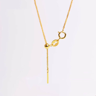 18K金项链素链金链子女细不掉色单链黄金色裸链锁骨链条配饰AU750