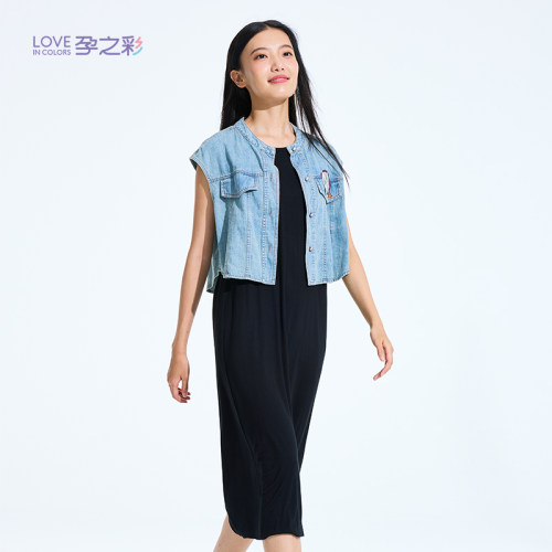 孕之彩孕妇背心裙牛仔上衣连衣裙