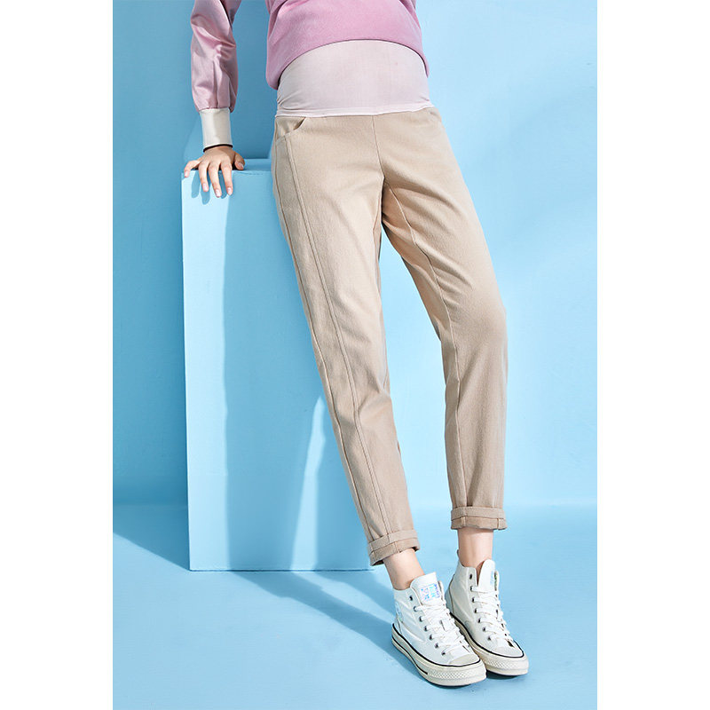 孕之彩孕妇铅笔裤九分纯棉秋冬加厚保暖时尚百搭孕妇托腹裤