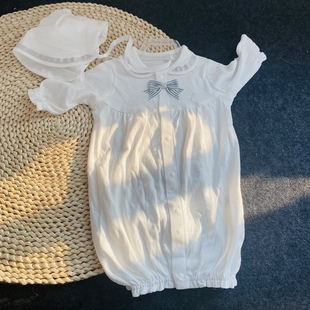 日单西松屋童装新生儿全棉婴儿满月服百日礼服套装连体哈衣两件套