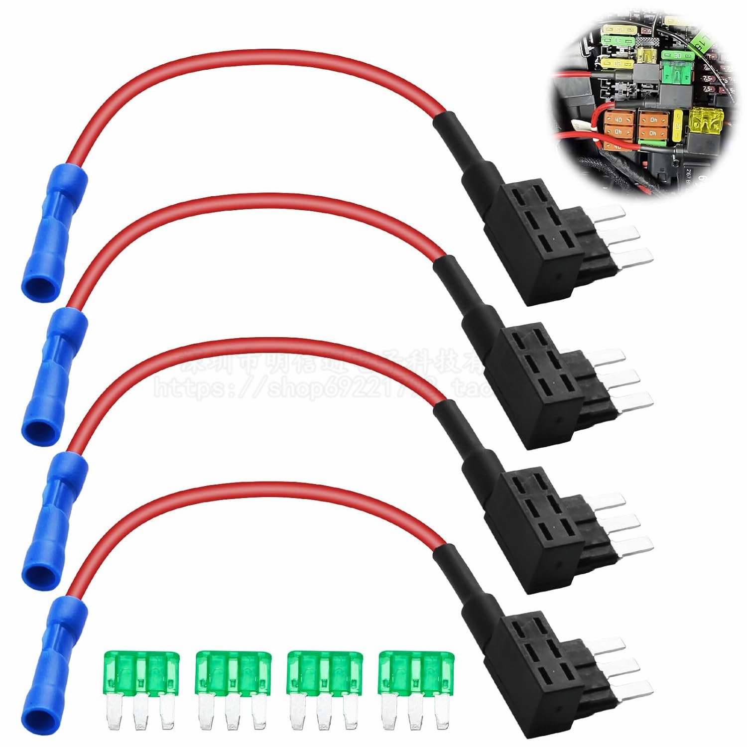 跨境4条套装 三脚汽车保险丝取电器插座3脚保险丝车用改装接线盒
