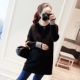 上衣外出怀孕期长袖 孕妇秋装 套头黑色毛衫 孕妇毛衣女秋冬宽松韩版