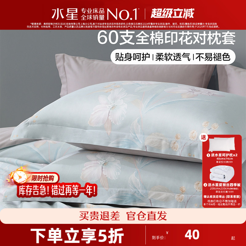百丽丝家纺纯棉全棉一对枕套学生图片