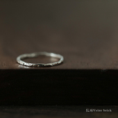 不规则锤纹小众纹理纯银S925细戒指 简约款 纹砖Veinsbrick 兮泽