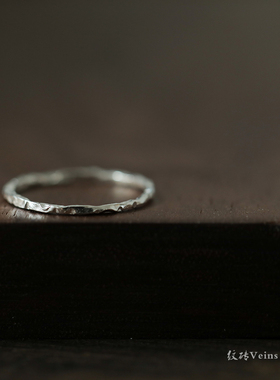 纹砖Veinsbrick《兮泽》简约款不规则锤纹小众纹理纯银S925细戒指