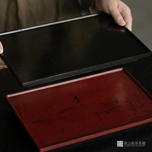 赋山叙官方丨银杏木胎大漆壶承盖碗干泡台手作托盘茶具收纳台侘寂