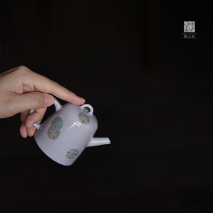 粉彩泡茶壶 赋山堂官方 青衣紫皮球花小文壶手绘景德镇小号中式