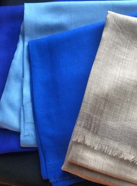 欧洲客户订单 早春新品 蓝色 100山羊绒围巾 薄款