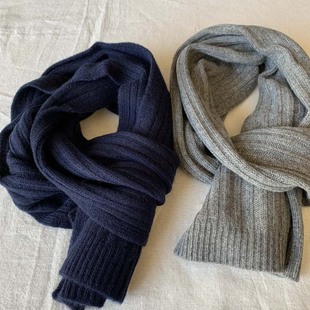 针织羊绒围巾 少量尾货 冬季 男女情侣 藏青 订制 灰色 国际某牌