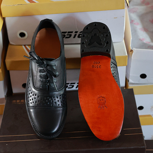 三接头皮趟底上线底官兵鞋 头层牛皮君迷老式 男 网眼皮鞋 真皮底78式