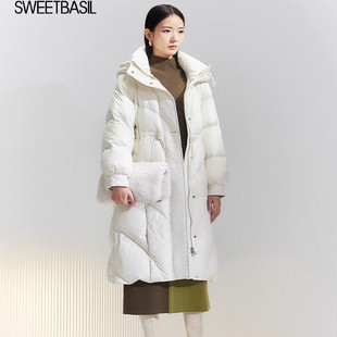 收腰百搭外套连帽中长款 Sweet 女新款 紫淑2025冬装 羽绒服 Basil