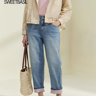 Basil 显瘦显瘦牛仔裤 紫淑2025冬新款 百搭女九分裤 个性 Sweet