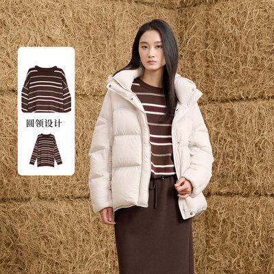 紫淑冬装复古条纹女针织衫