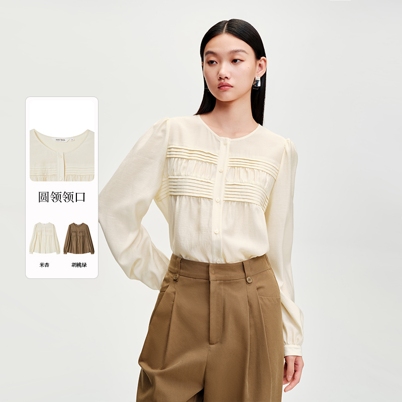 紫淑2025春装商场同款新款女圆领透气衬衫Z1CA41432