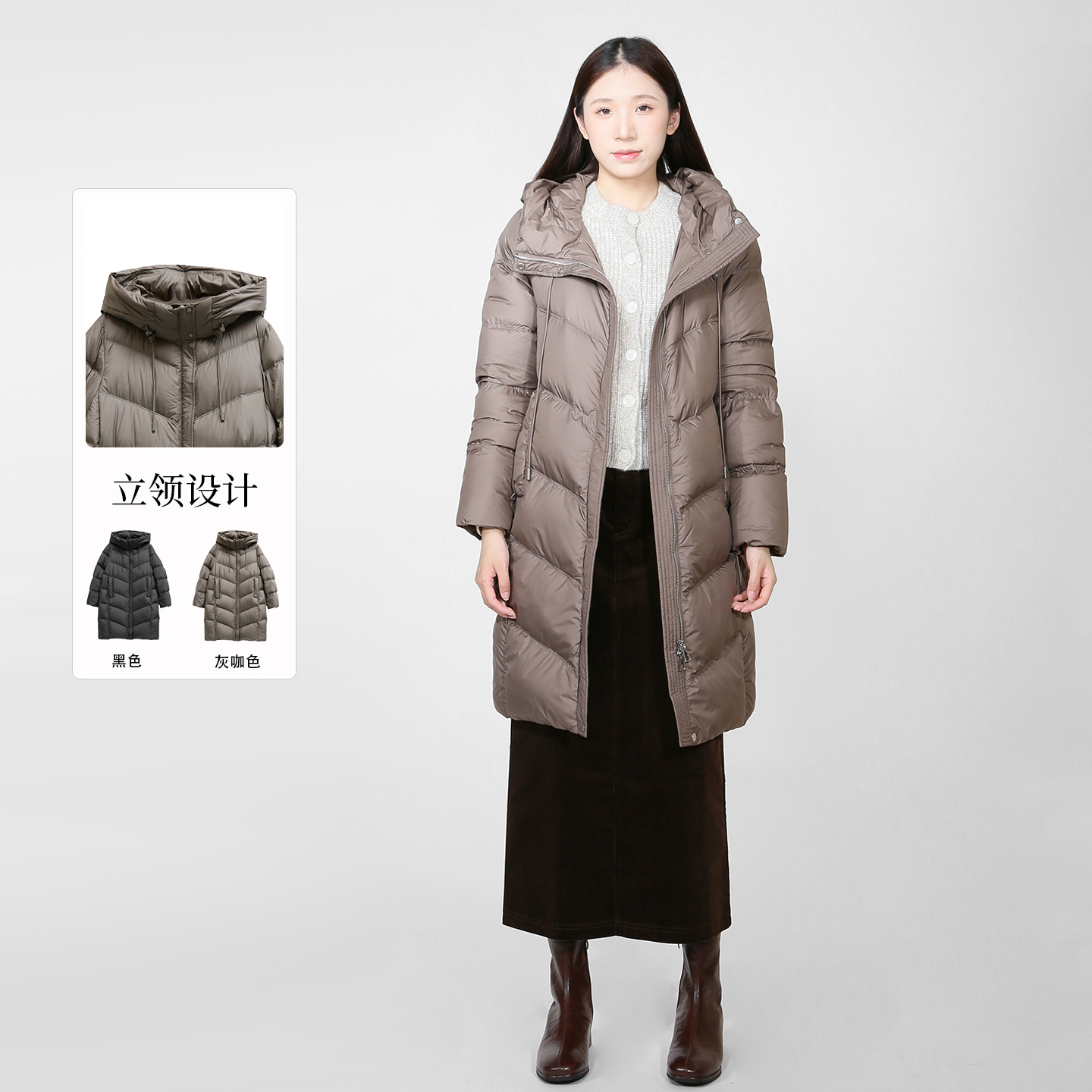 紫淑2025冬女装新品时尚长羽绒服