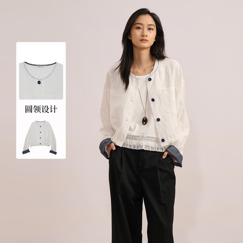 紫淑25秋新品女休闲圆领外套