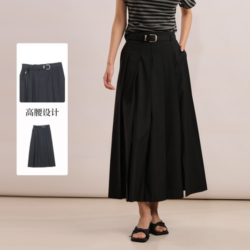 紫淑25秋新品女士百褶长款裙子