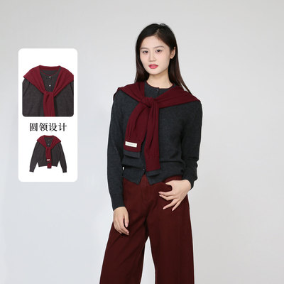 紫淑春新学院风女长袖针织衫