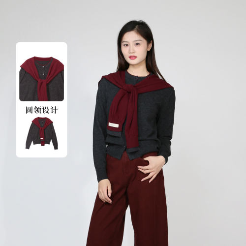 紫淑春新学院风女长袖针织衫