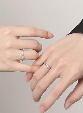 s999纯银莫比乌斯夜光对戒创意时尚情侣发光开口戒可调节戒指