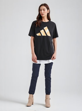 Adidas阿迪达斯短袖男女情侣黑白圆领全新运动休闲半袖T恤大LOGO