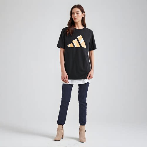 Adidas阿迪达斯短袖男女情侣黑白圆领全新运动休闲半袖T恤大LOGO