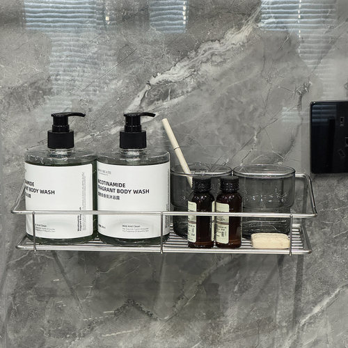 304不锈钢免打孔壁挂式浴室置物