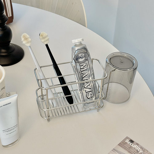 牙刷架不锈钢化妆品收纳架牙杯架