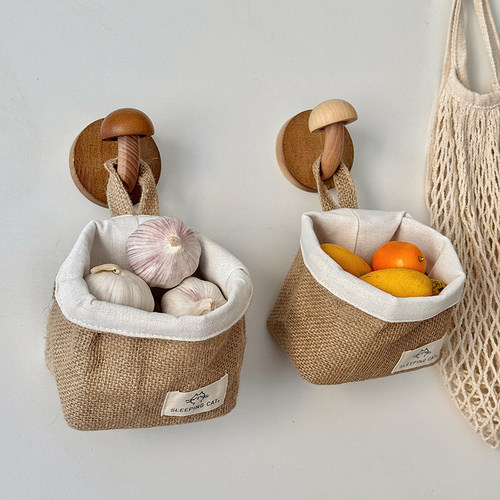 布艺姜蒜收纳挂袋杂物袋置物袋