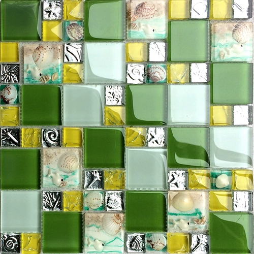 Средиземноморская голубая раковина маленькая рыба мозаика фона стены плитка плитка для мытья пруд средиземноморской морской рыбы Новая бесплатная доставка