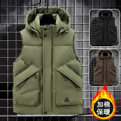 青少年马甲男款2025新款超好看工装羽绒棉高端学生多口袋外穿马夹