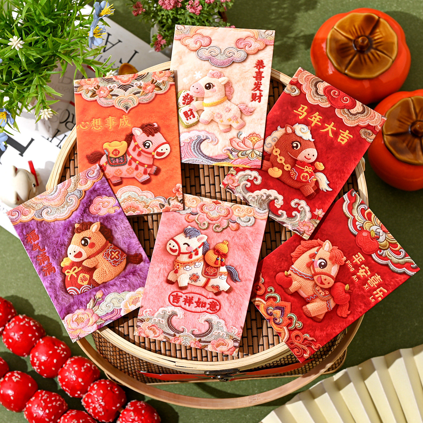 马年新款仿刺绣卡通红包春节过年利是封压岁钱2026创意平面5D效果