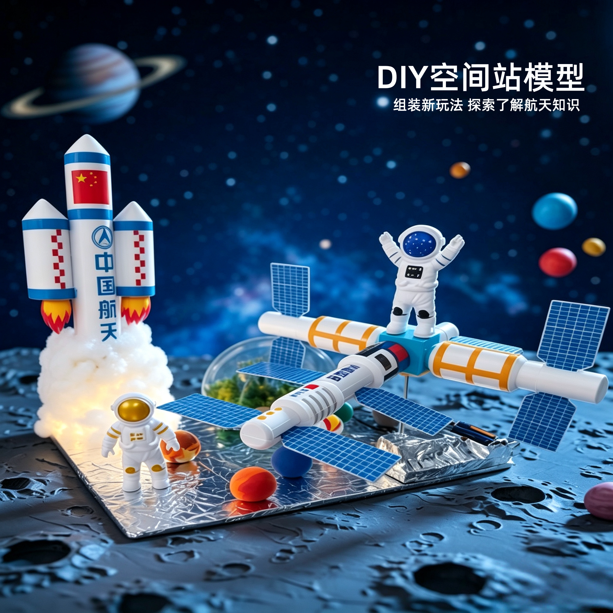 航天航空科技手工diy制作空间站