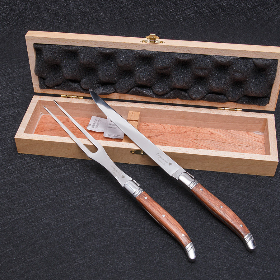 花梨木柄分餐刀叉厨师Laguiole