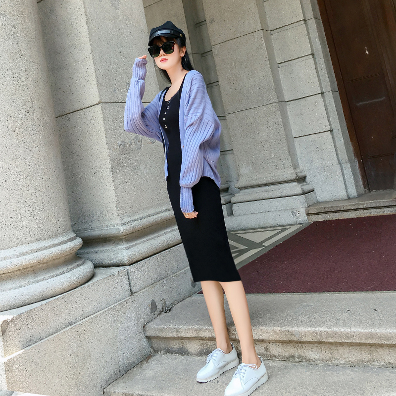 µõ´øÁ¬ÒÂȹŮװÖг¤¿î2018ÔçÇïпî¸Û·çÇï×°´òµ×ÕëÖ¯ÐÞÉíÆøÖÊȹ×Ó