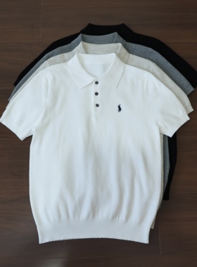 老钱风肌理感提花短袖polo衫男士夏季纯棉小马刺绣针织衫翻领体恤