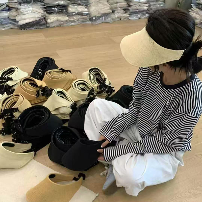 博主同款春夏空顶帽女户外防晒遮阳帽时尚百搭显脸小渔夫帽可折叠