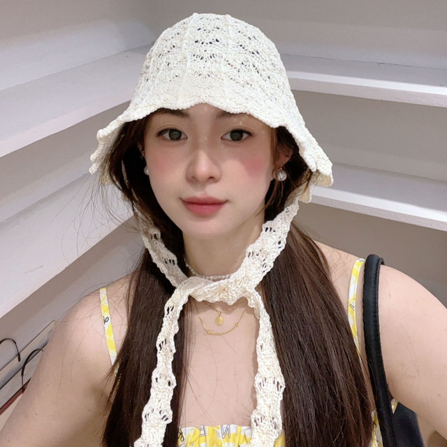 韩国时尚手工编织镂空包头帽子女夏季遮阳防晒帽百搭显脸小水桶帽