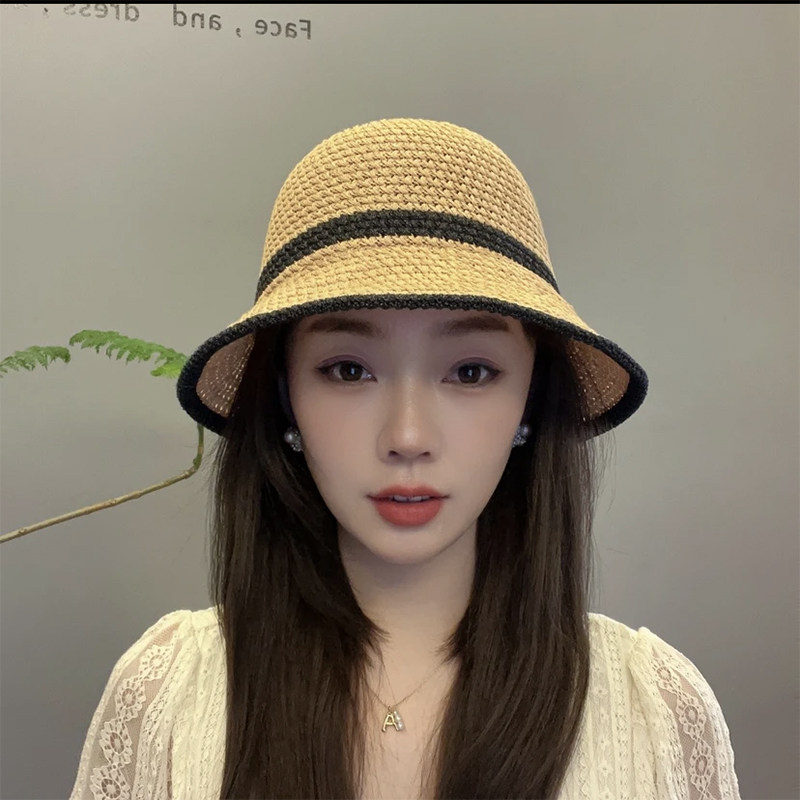 夏季针织镂空透气渔夫帽子女图片